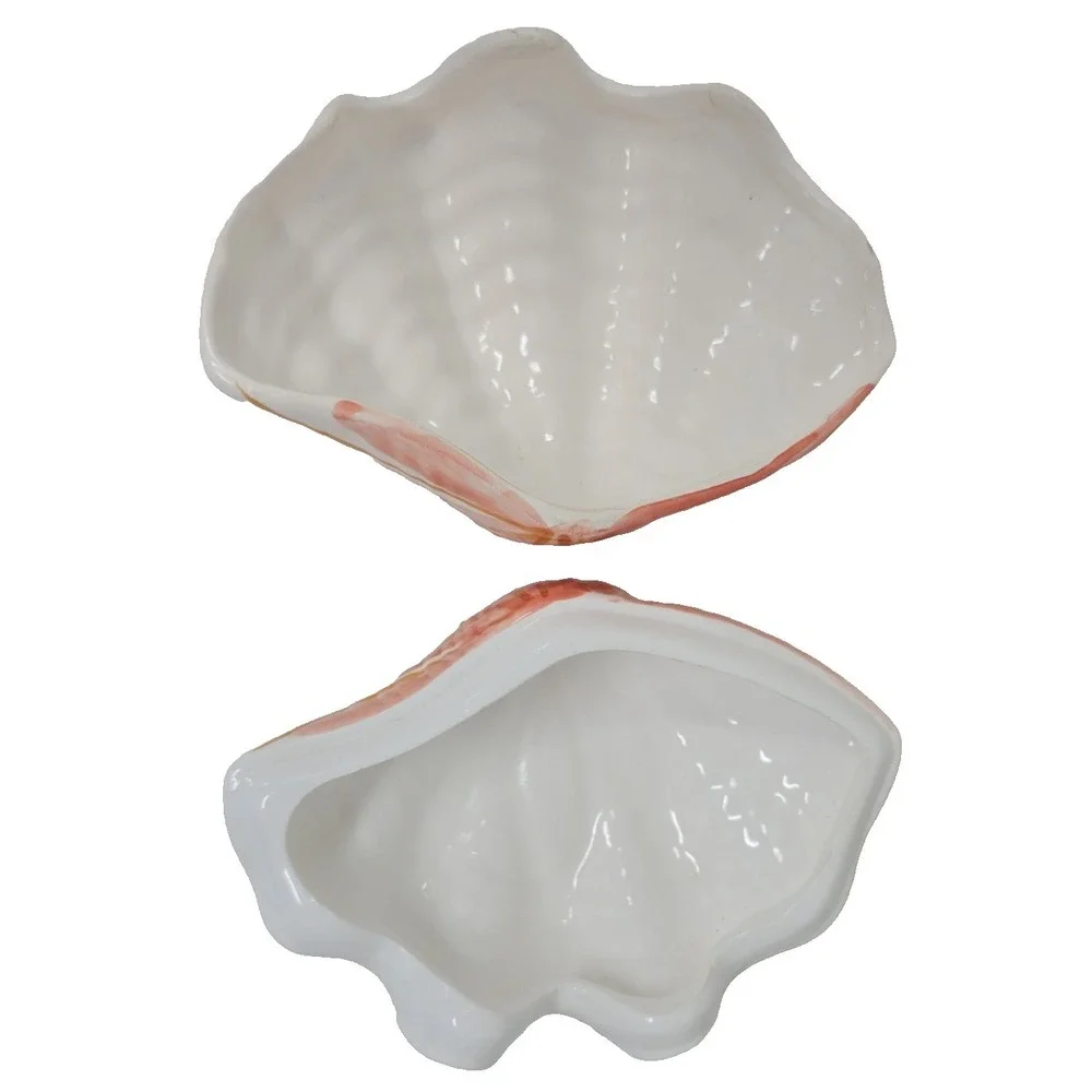 Vintage Ceramic Clam Shell Lidded Trinket Dish by 